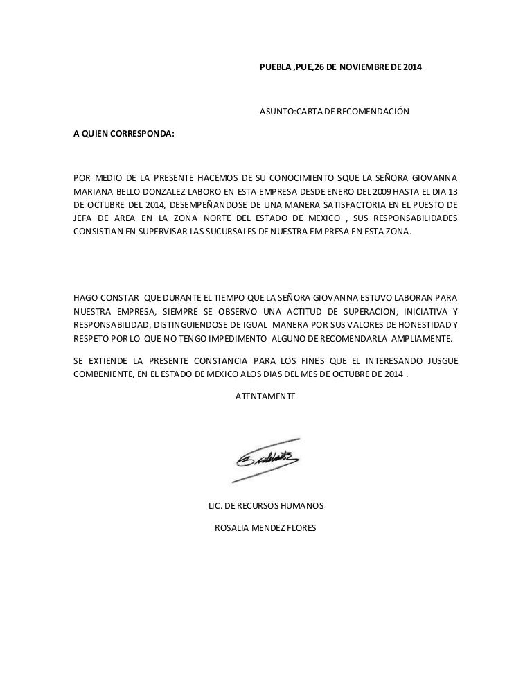 carta de recomendacion para prima carta de recomendacion ejemplos de carta de recomendacion personal sencilla