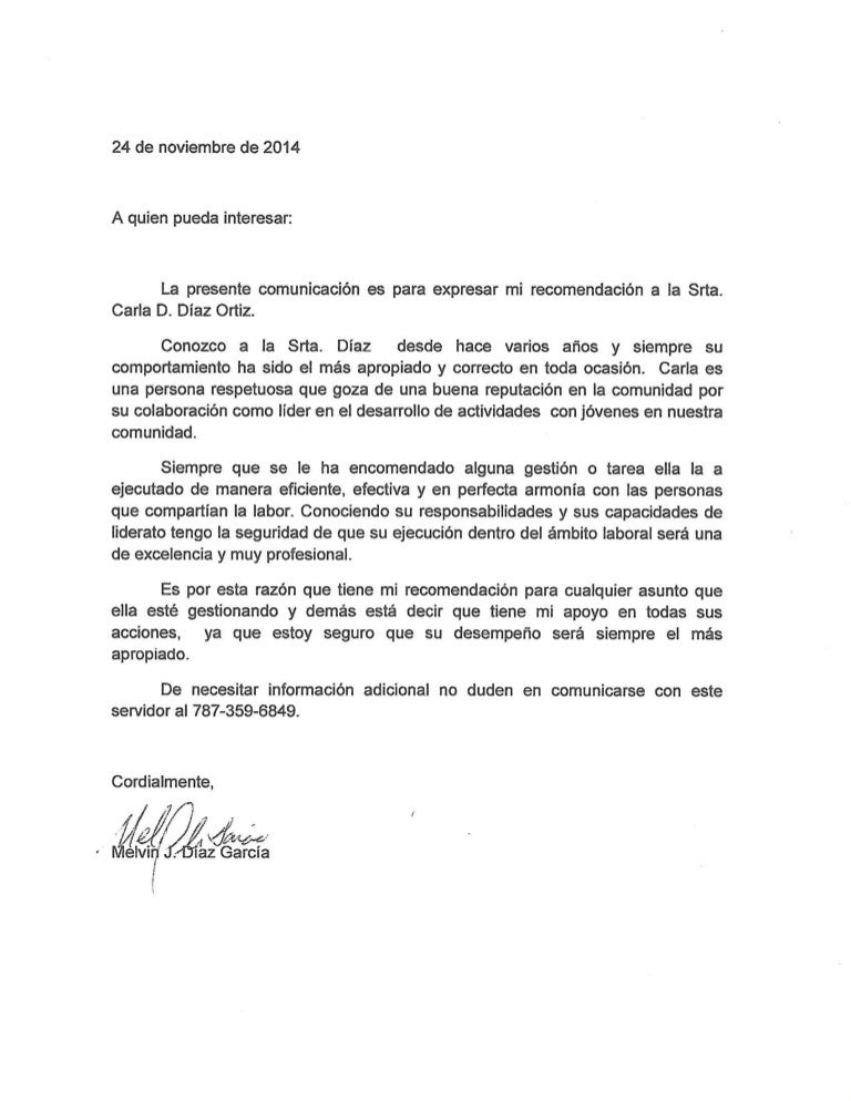 Carta de recomendacion 3 Carta de recomendacion 3