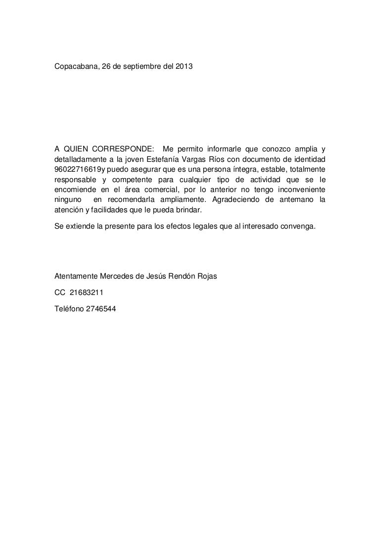 Carta de recomendacion