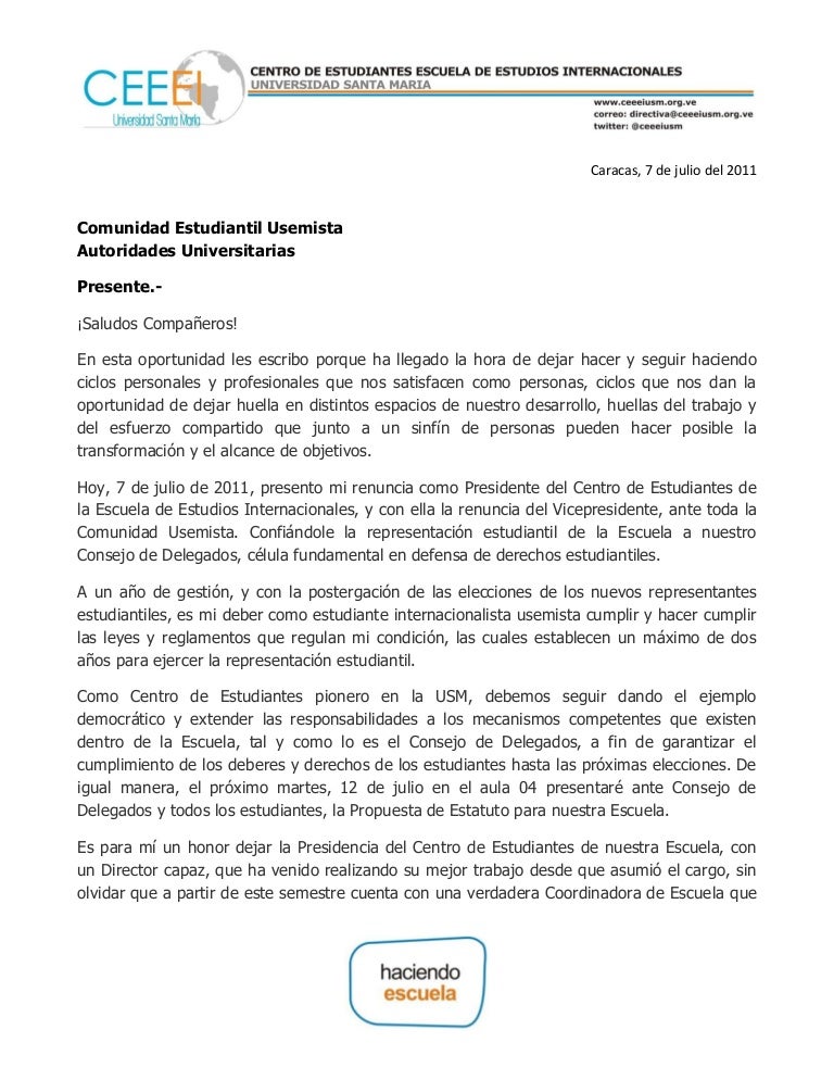 Carta de renuncia