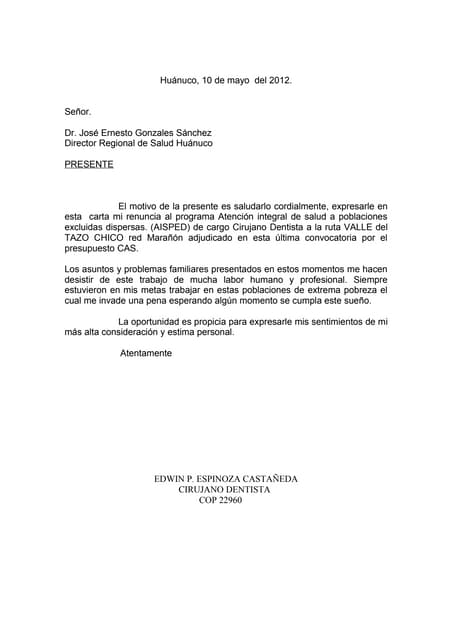 Carta de renuncia