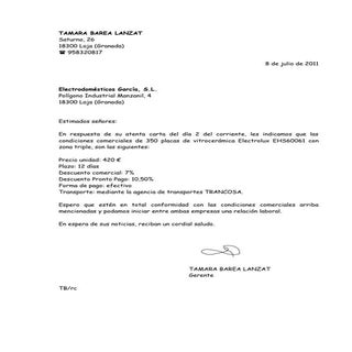 Carta de respuesta info comercial