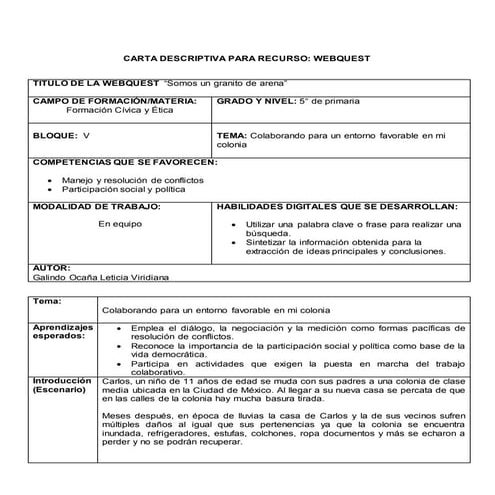Carta descriptiva webquest 