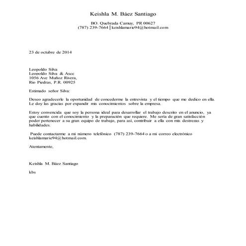 Carta de seguimiento 