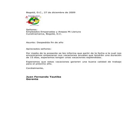 Carta despedida