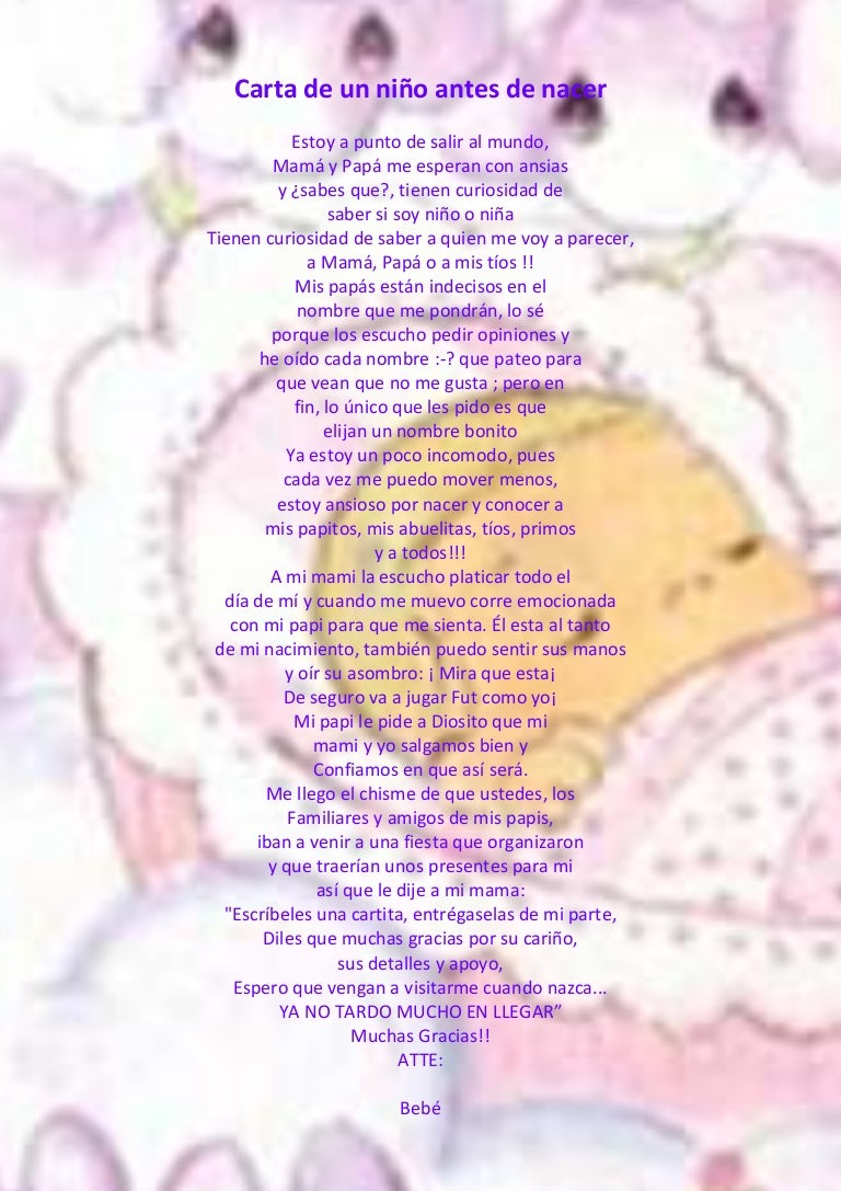 Carta De Un Niño Antes De Nacer