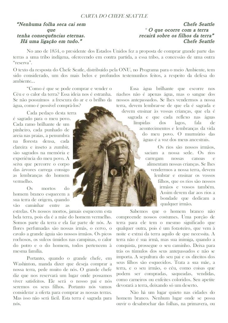 Perguntas E Respostas Sobre A Carta Do Cacique Seattle