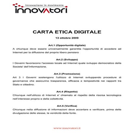 Carta Etica Digitale INNOVATORI