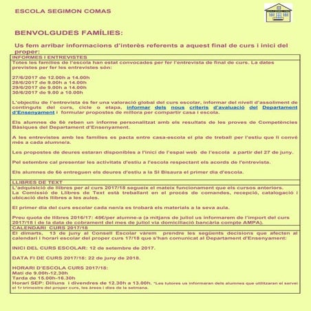ESCOLA SEGIMON COMAS: carta final de curs