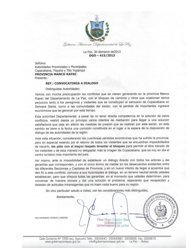 Carta gobernador Carta gobernador