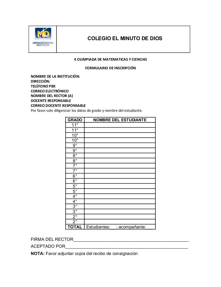 Carta inscripción colegio