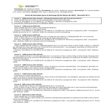 Carta llamados 03 y 31 de mayo de 2015