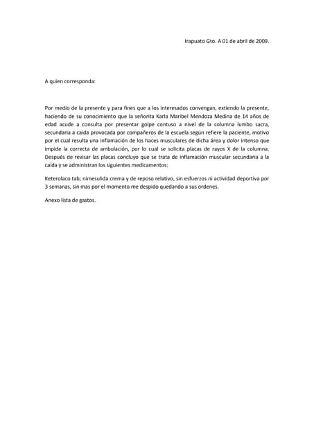 modelo constancia de reposo medico