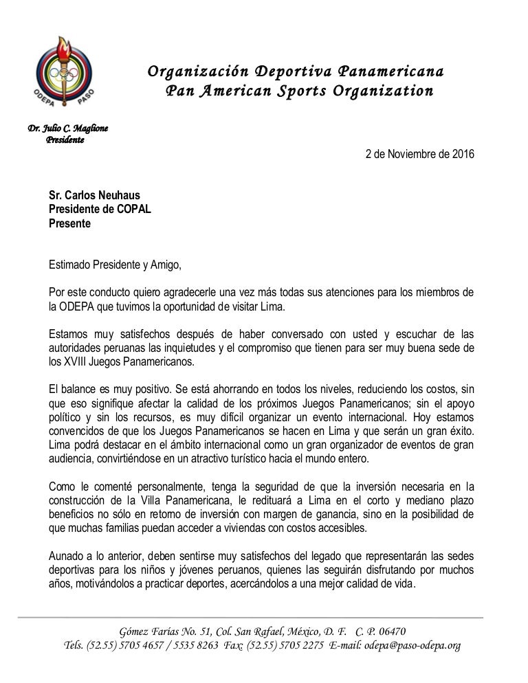 CARTA DE AGRADECIMIENTO DE LA ODEPA