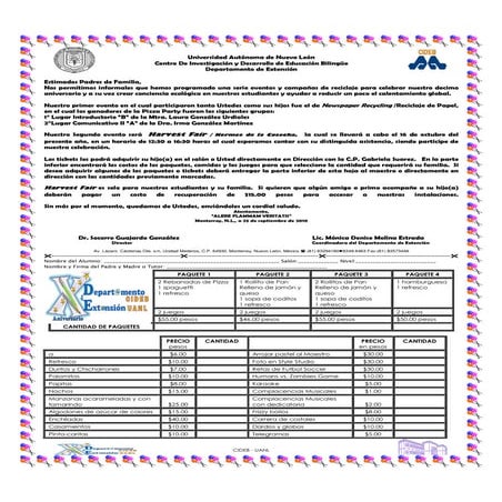 Carta padres kermess