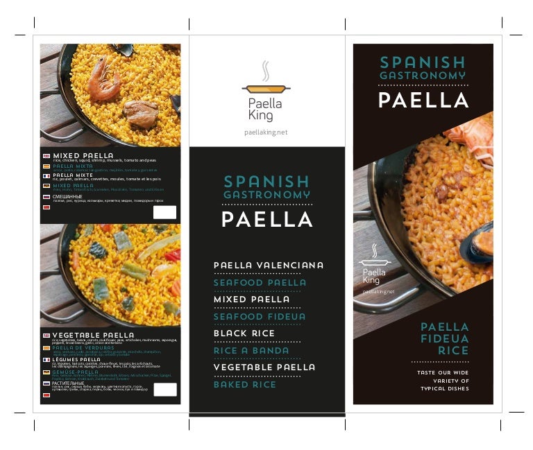Menu Paella King for Restaurants
