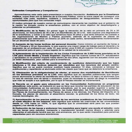 Carta para ampas con medidas del gobierno en educación 10 05-2012