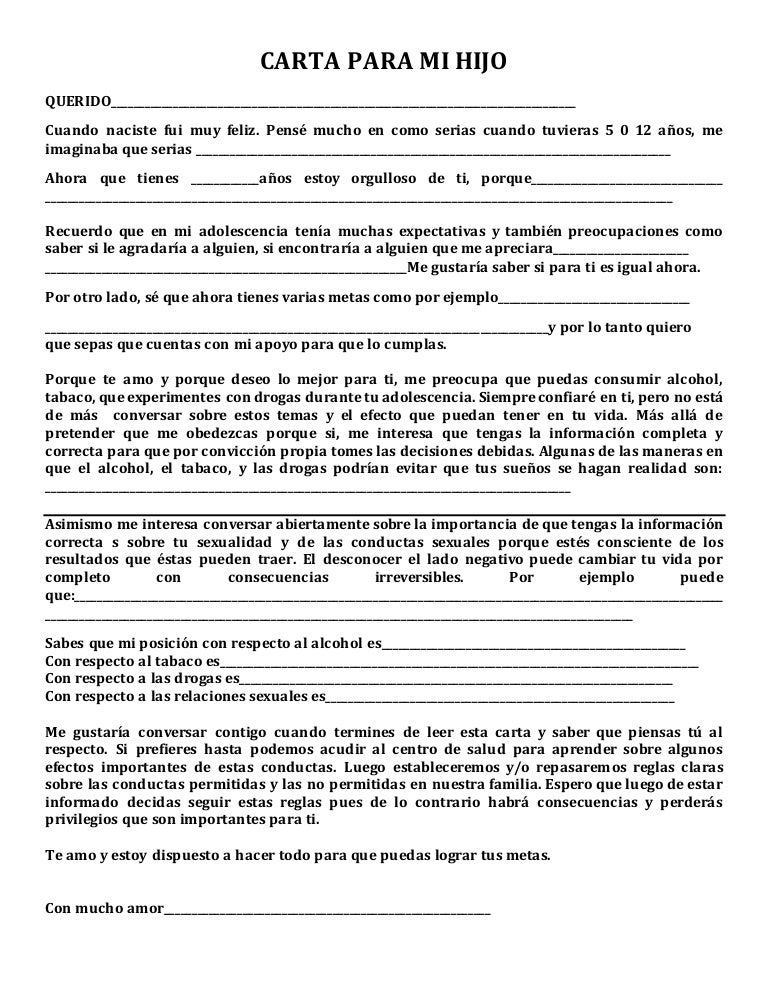 Carta para mi hijo