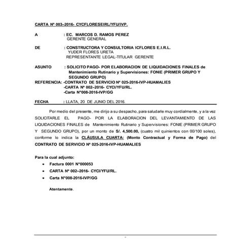 Carta presentacion para cobro