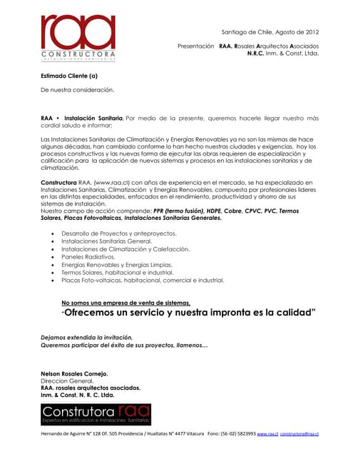 carta de presentacion de empresas
