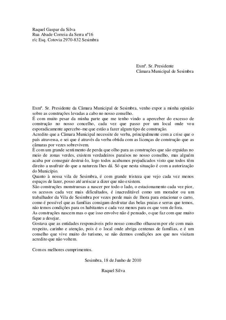 Carta reclamação