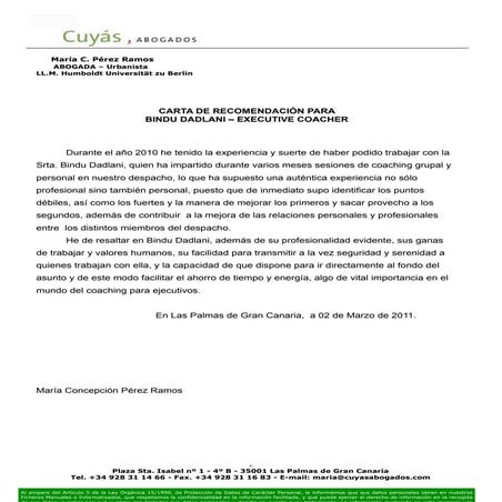 Carta Recomendación María Pérez Ramos