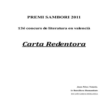 Carta redentora, conte per a valencià, joan pérez notario