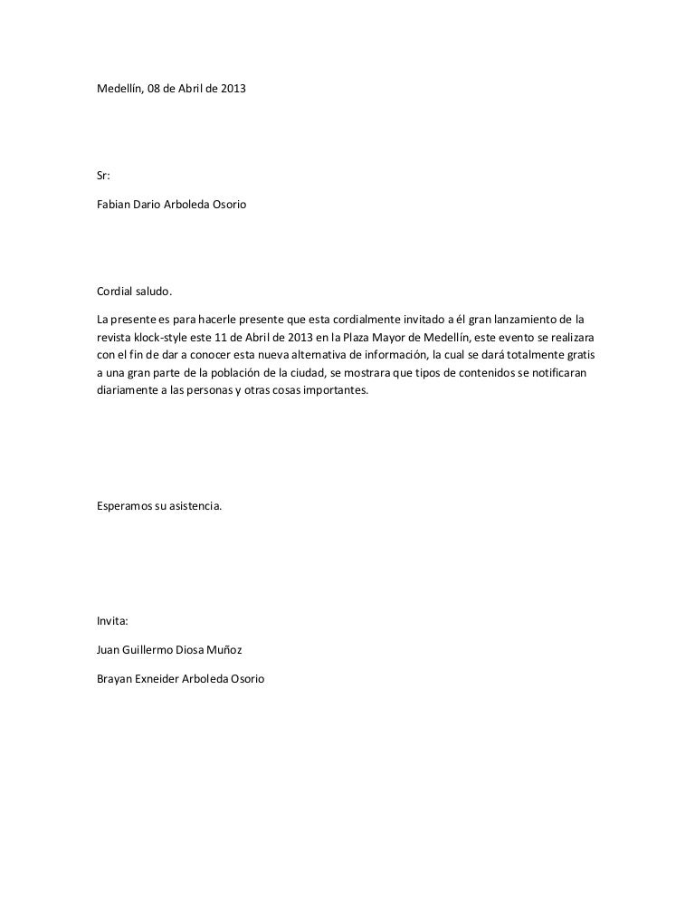 carta de invitaciones