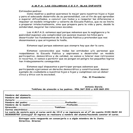 Carta  socios cuota 2011 2012