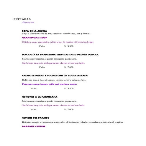 Carta "El Don Criollo"