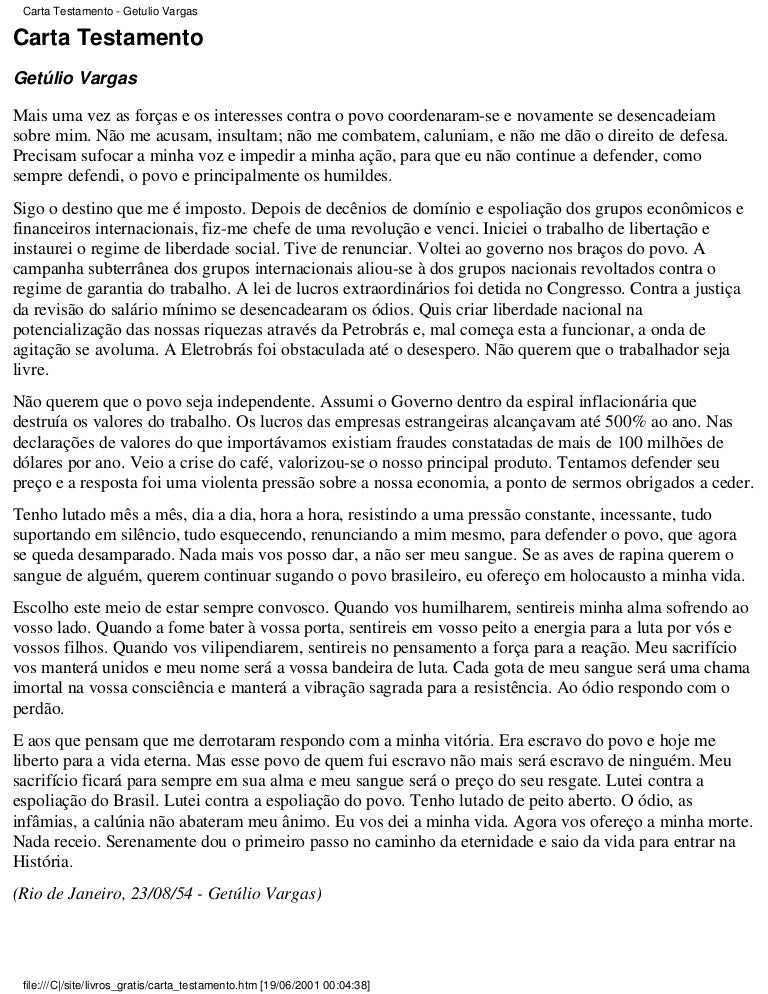 Carta testamento 3ºC - História