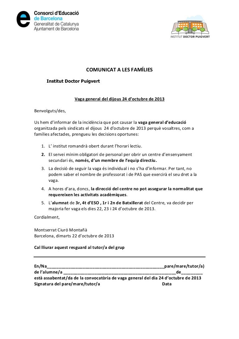Carta vaga 22,23 i 24 d'octubre de 2013