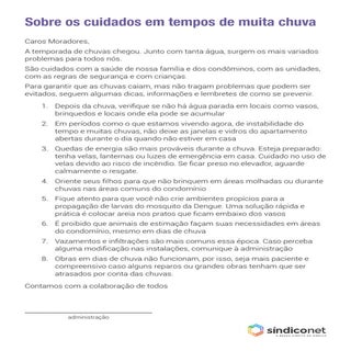 Cartaz sindiconet chuvas