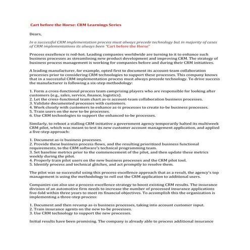 Cart before the horse