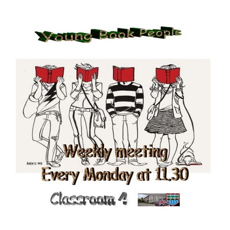 Cartel anunciador jóvenes personas libro