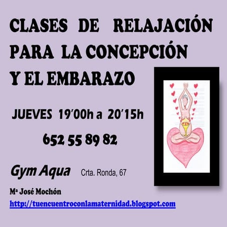 Cartel clases relajación embarazadas
