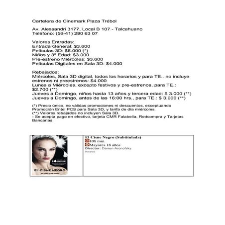 Cartelera de cinemark plaza trébol