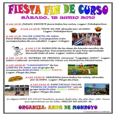 Cartel fiesta fin curso