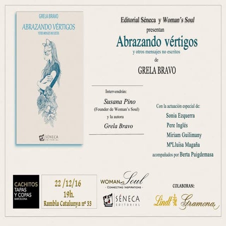 Cartel presentación  abrazando vértigos-