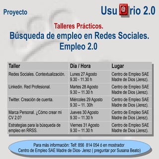 Talleres #RRSS #empleo 2.0. (semana...