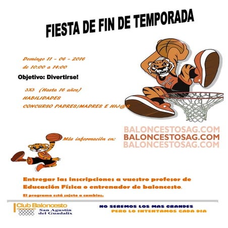 Cartel y ficha fin de temporada baloncesto