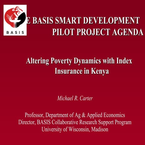 The BASIS Smart Development Project Agenda: Altering Poverty Dynamics with In...