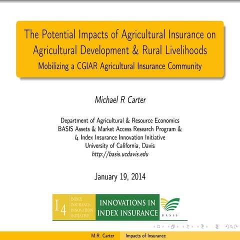 Michael Carter Index Insurance & Agricultural Development