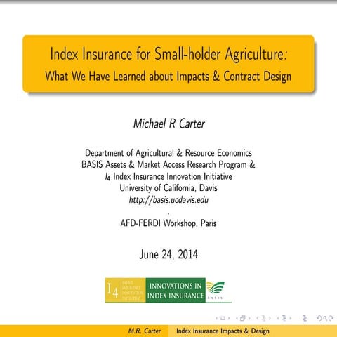 Index Insurance for Small-holder Agriculture: What We Have Learned about Impa...