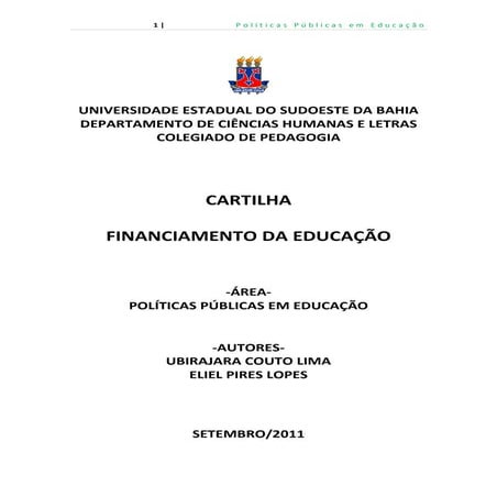 Cartilha - Financiamento da Educação