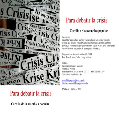 Cartilha Da Crise   Em Espanhol