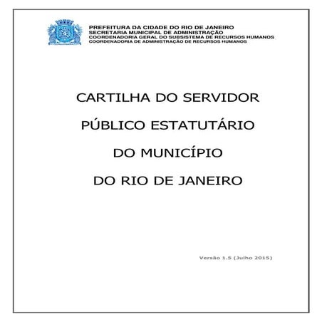 Cartilha do Servidor Estatutário do Município do RJ/ 2015