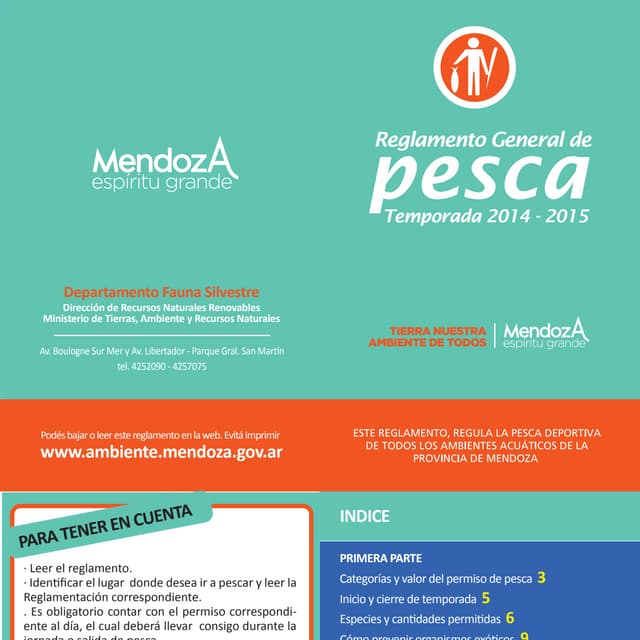 Reglamento de Pesca de la Provincia de Mendoza 2014/2015