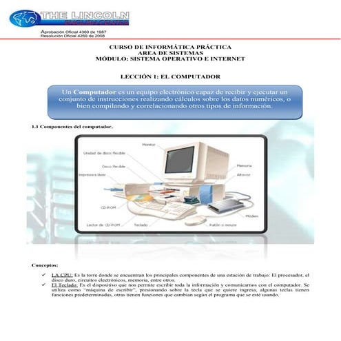 Curso Sistema operativo e internet