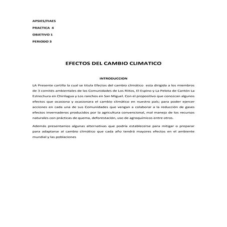 Cartilla efectos del cambio climatico